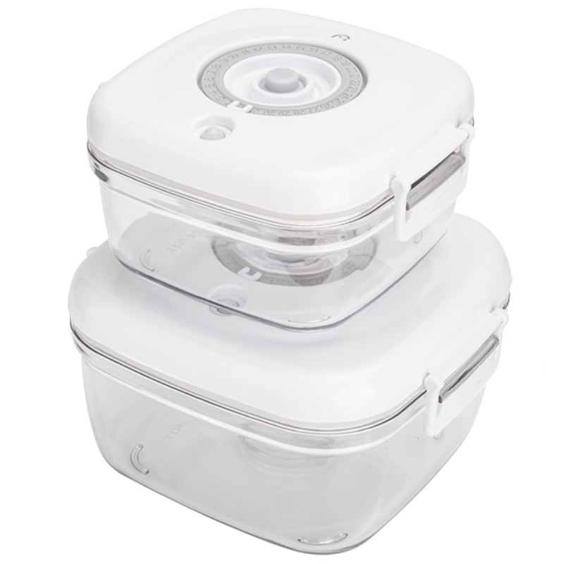 Pojemniki próżniowe na żywność MG Home Clever 650/1350/2500 ml w zestawie z pompką białe