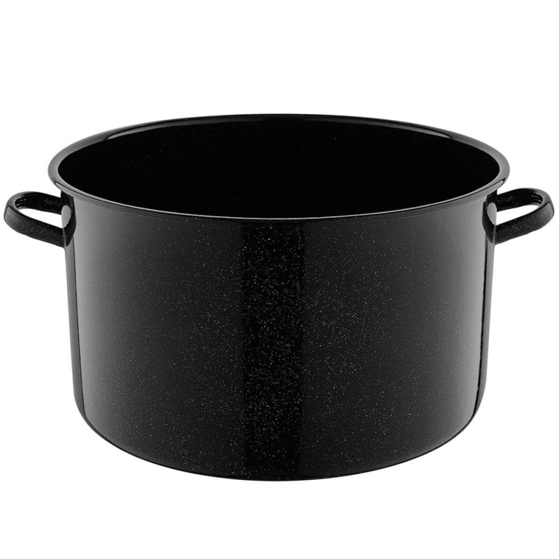 Garnek emaliowany czarny 30 L prosty duży kociołek z pokrywką 40 cm Florina 0G 1504 indukcja gaz
