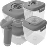 Pojemniki próżniowe na żywność MG Home Clever 650/1350/2500 ml w zestawie z pompką szare