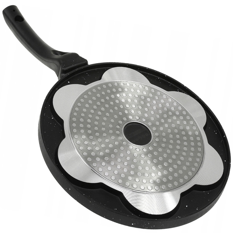 Patelnia do naleśników 26cm czarna powłoka marmurowa z buźkami Krisberg KR 5118