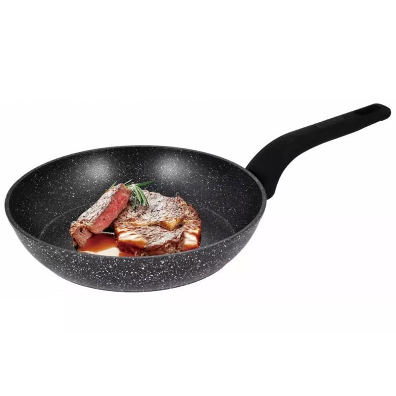 Patelnie aluminiowe z powłoką marmurkową 20/24/28 cm zestaw 3 sztuk czarne Kinghoff KH 7438