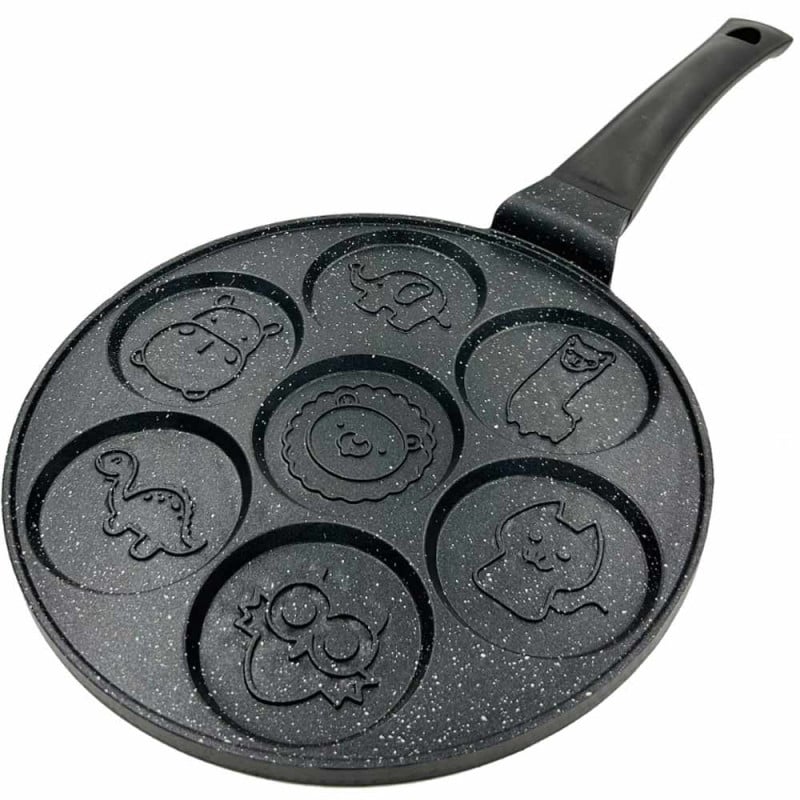 Patelnia do naleśników 26cm czarna powłoka marmurowa ze zwierzątkami drewniana rączka Krisberg KR 5120