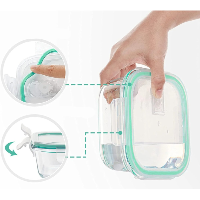 Pojemniki szklane kwadratowe lunchbox GierekHoff Corio GH 1102 zestaw 3 sztuki żaroodporne hermetyczne 1200/800/320 ml