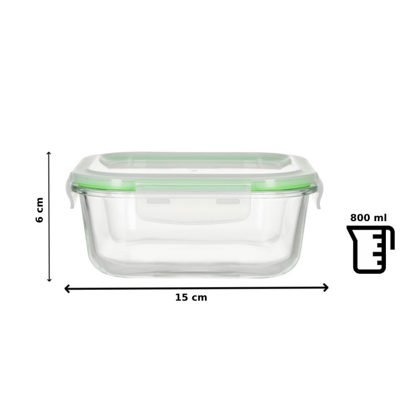 Pojemniki szklane kwadratowe lunchbox GierekHoff Corio GH 1102 zestaw 3 sztuki żaroodporne hermetyczne 1200/800/320 ml