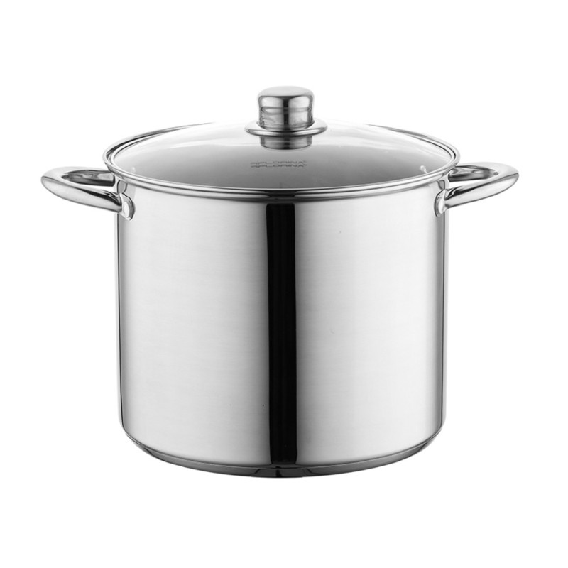 Zestaw garnków stalowych wysoki 8/10/12,5 L z pokrywką szklaną ze stali nierdzewnej Florina Caro indukcja gaz