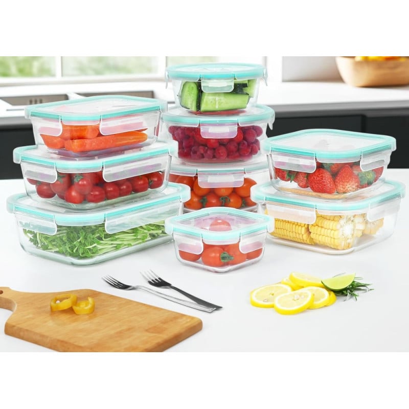 Pojemniki szklane zestaw 10 sztuk lunchbox GierekHoff Corio żaroodporne hermetyczne