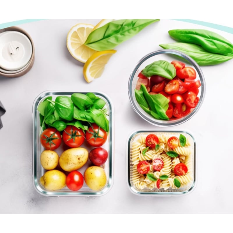 Pojemniki szklane zestaw 10 sztuk lunchbox GierekHoff Corio żaroodporne hermetyczne