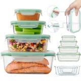 Pojemniki szklane prostokątne lunchbox GierekHoff Corio GH 1103 zestaw 4 sztuki żaroodporne hermetyczne  1520/1050/640/370 ml