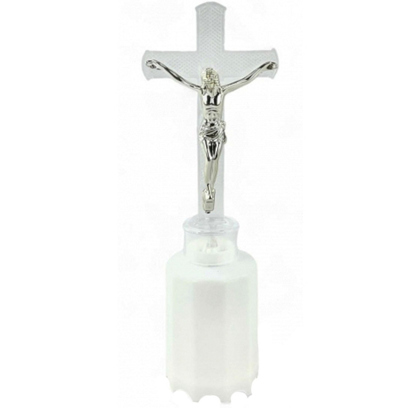 Wkład LED do znicza figurka krzyża  18 cm niebieskie światło