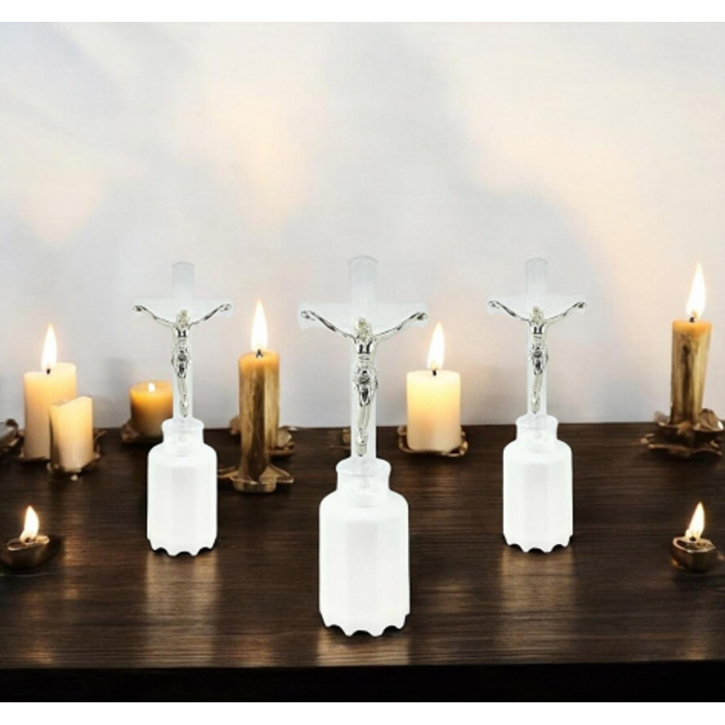 Wkład LED do znicza figurka krzyża 18 cm niebieskie światło