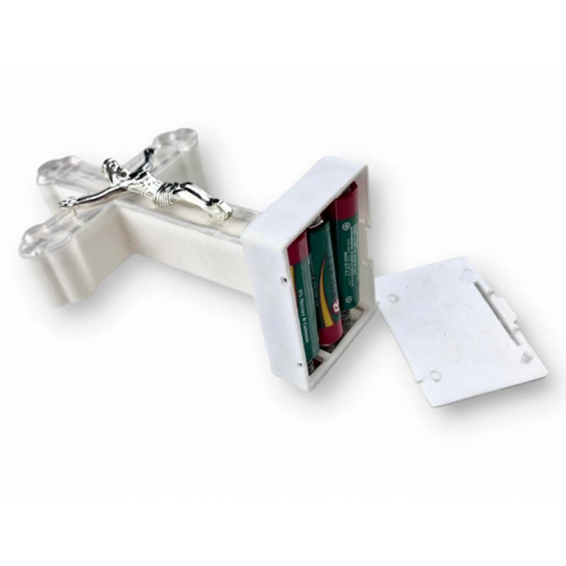 Wkład LED do znicza figurka krzyża 13x8 cm białe światło