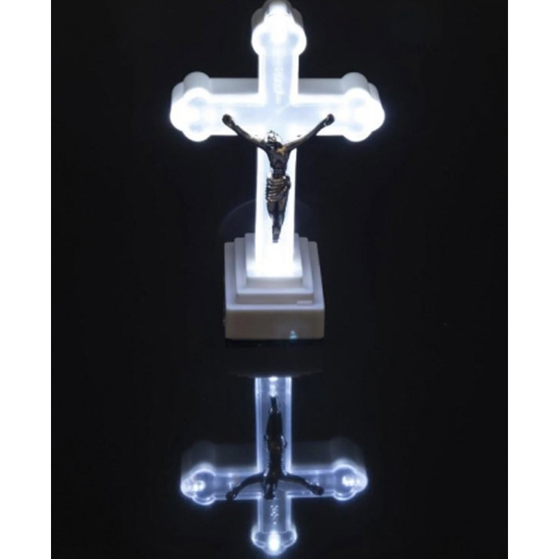 Wkład LED do znicza figurka krzyża 13x8 cm białe światło