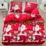 Pościel świąteczna 200x220 bawełna satynowa dwustronna GierekHoff gruba 3 części GH 3031 mikołaje