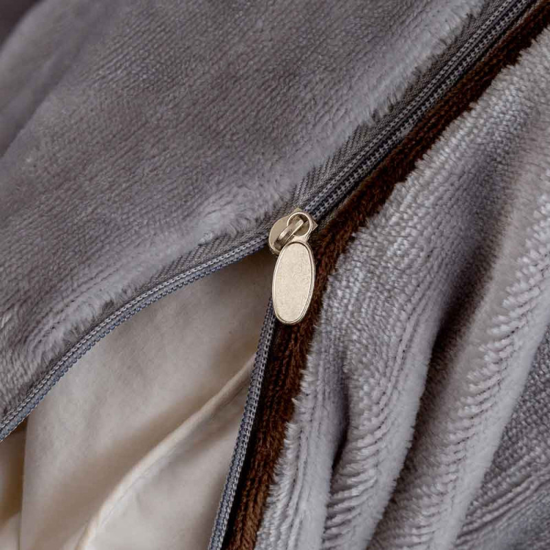 Pościel haftowana 200x220 mikrofibra "miś" Cotton World gruba 3 części 2879 szara