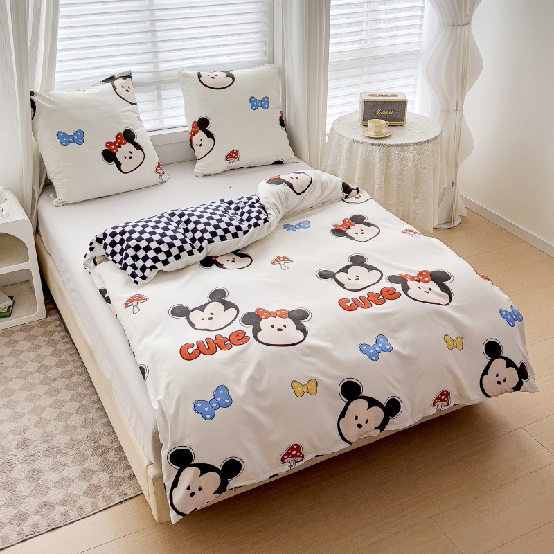 Pościel 140x200 dla dzieci bawełna satynowa dwustronna GierekHoff gruba 2 części GH 3046 myszka mickey i minnie