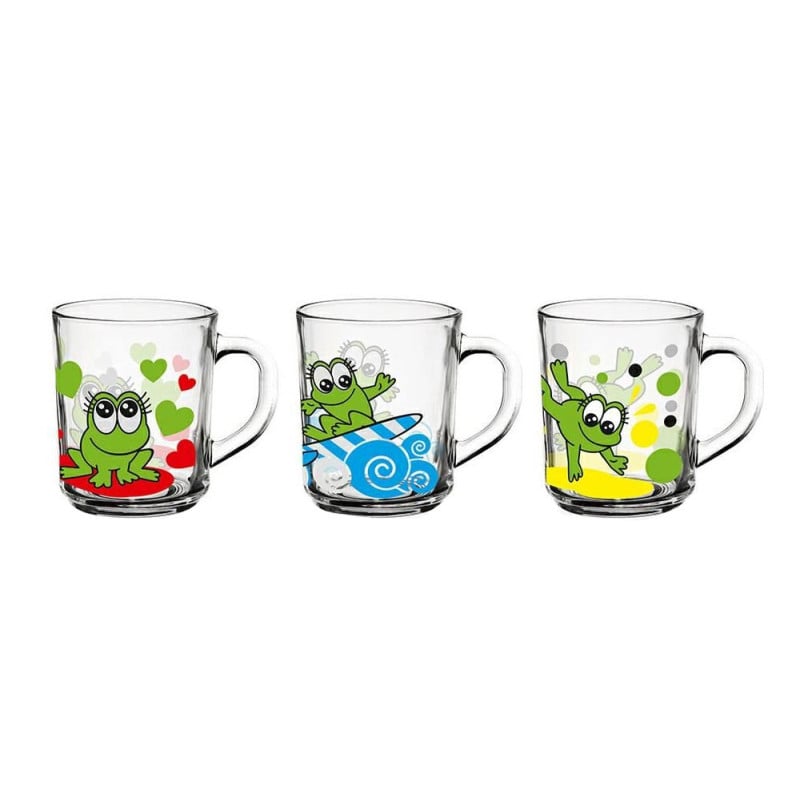 Kubek szklany dla dziecka 220 ml małe szklaneczki Szymek zestaw 3 sztuk Żabki Glasmark