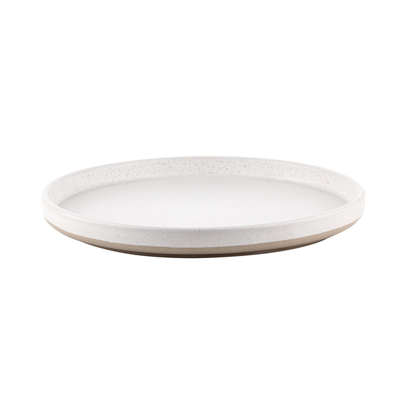 Serwis obiadowy porcelanowy Florina Lila 24 elementy zestaw talerzy kubki dla 6 osób kremowy nakrapiany