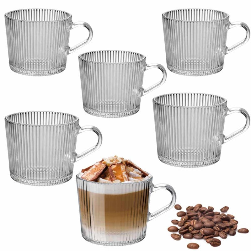 Kubki ryflowane Florina Adrio 420 ml szklane zestaw 6 sztuk