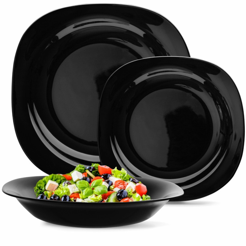 Serwis obiadowy 36 elementów dla 12 osób MG Home Pavia Black  zestaw talerzy czarne talerze