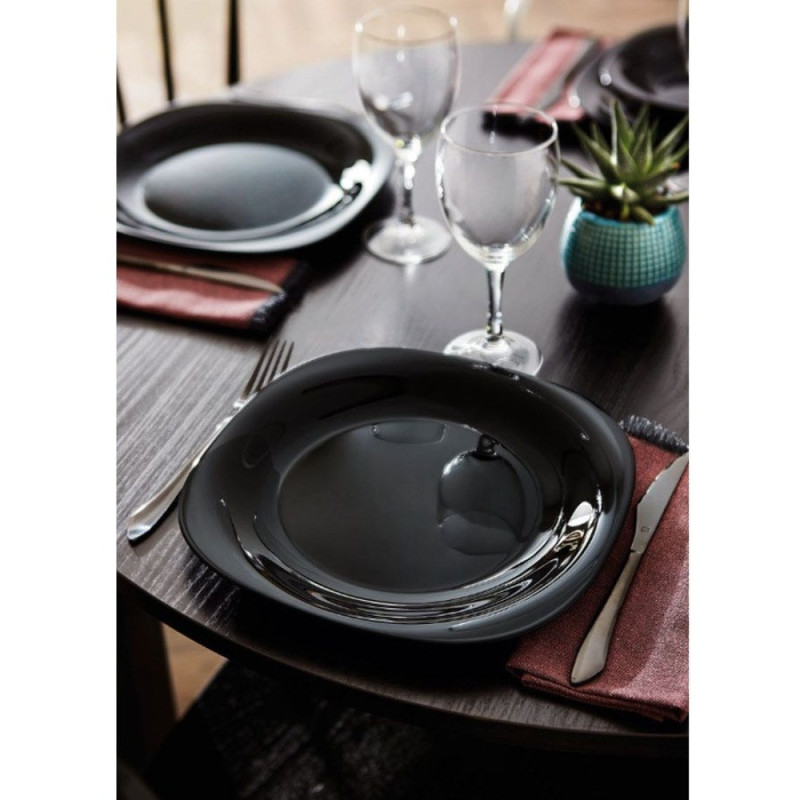 Serwis obiadowy 36 elementów dla 12 osób MG Home Pavia Black  zestaw talerzy czarne talerze