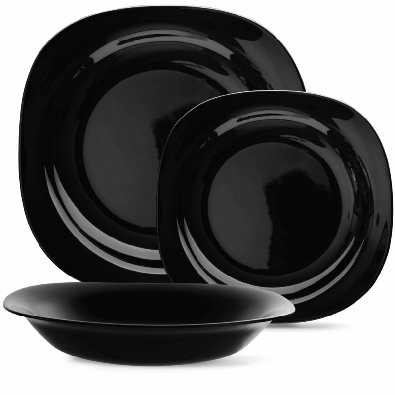 Serwis obiadowy 36 elementów dla 12 osób MG Home Pavia Black  zestaw talerzy czarne talerze