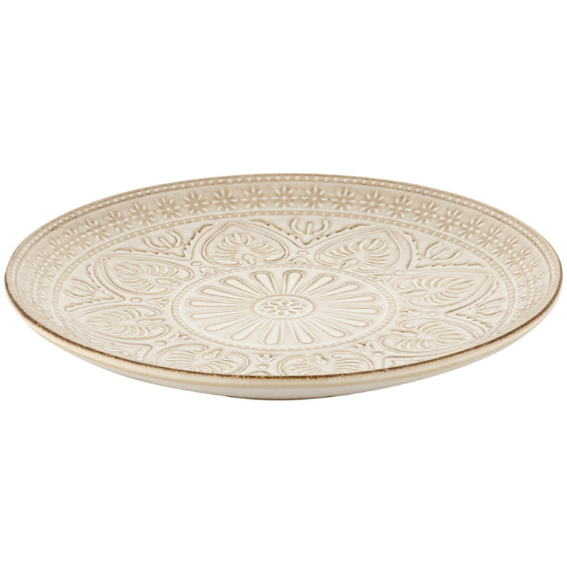 Serwis obiadowy porcelanowy Florina Aristo 18 elementów zestaw talerzy dla 6 osób zdobione beżowe
