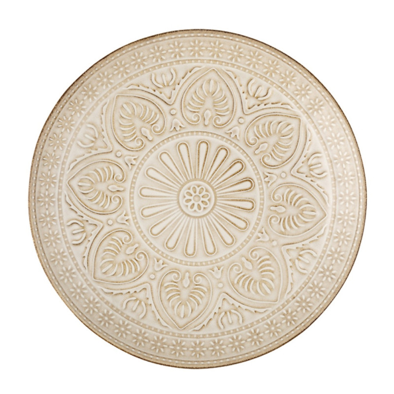 Serwis obiadowy porcelanowy Florina Aristo 18 elementów zestaw talerzy dla 6 osób zdobione beżowe