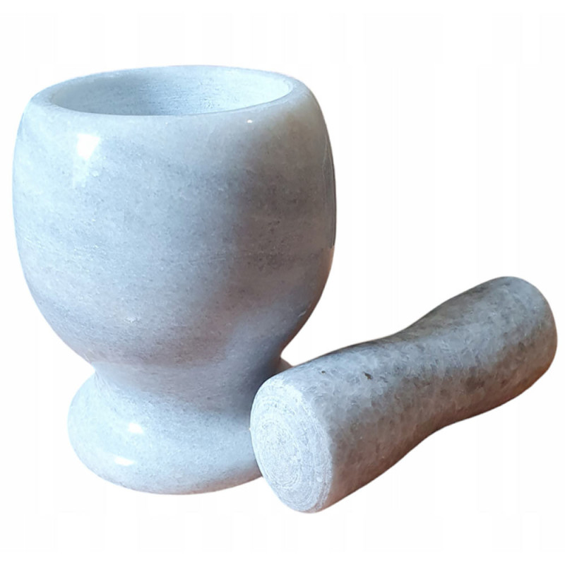 Moździeż kuchenny granitowy tłuczek do przypraw mały biały marmur Krisberg KR-011W