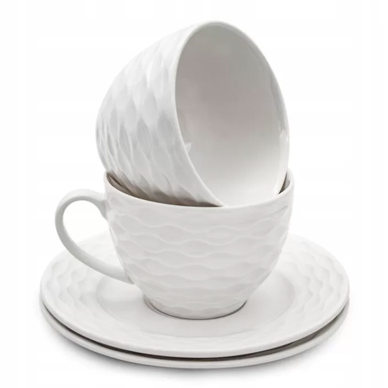 Serwis kawowy dla 2 osób Bella Fiore porcelana zestaw filiżanek ze spodkami 2+2 biały Alis Tragar 42395