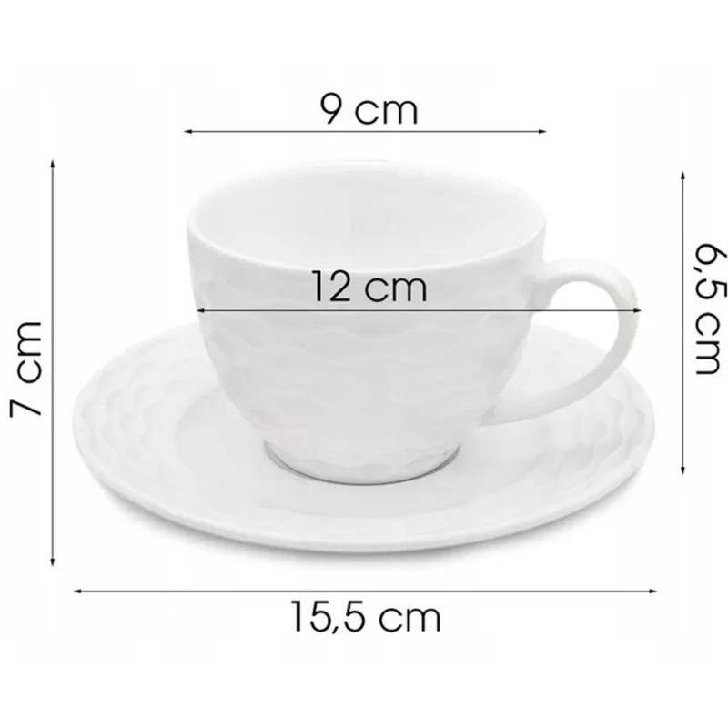 Serwis kawowy dla 2 osób Bella Fiore porcelana zestaw filiżanek ze spodkami 2+2 biały Alis Tragar 42395