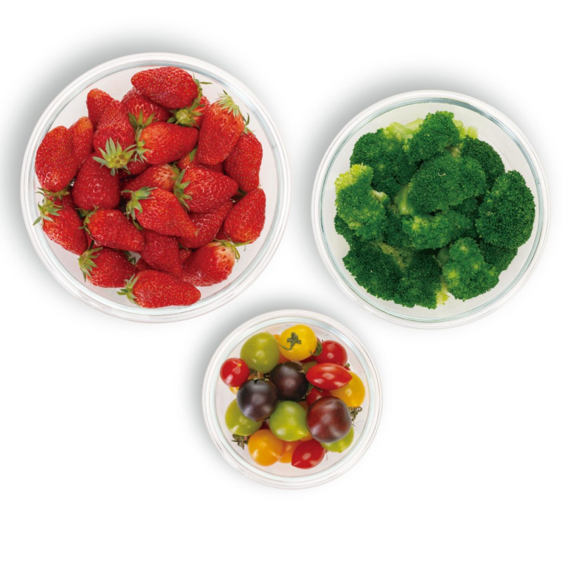 Pojemniki szklane okrągłe lunchbox Altom Fresh zestaw 3 sztuki żaroodporne hermetyczne