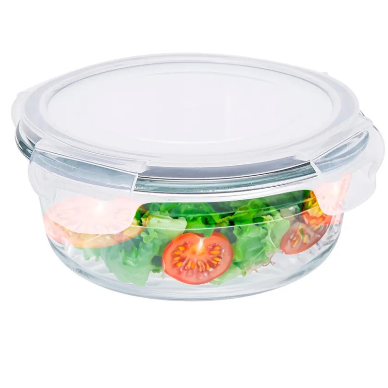 Pojemniki szklane okrągłe lunchbox Altom Fresh zestaw 3 sztuki żaroodporne hermetyczne