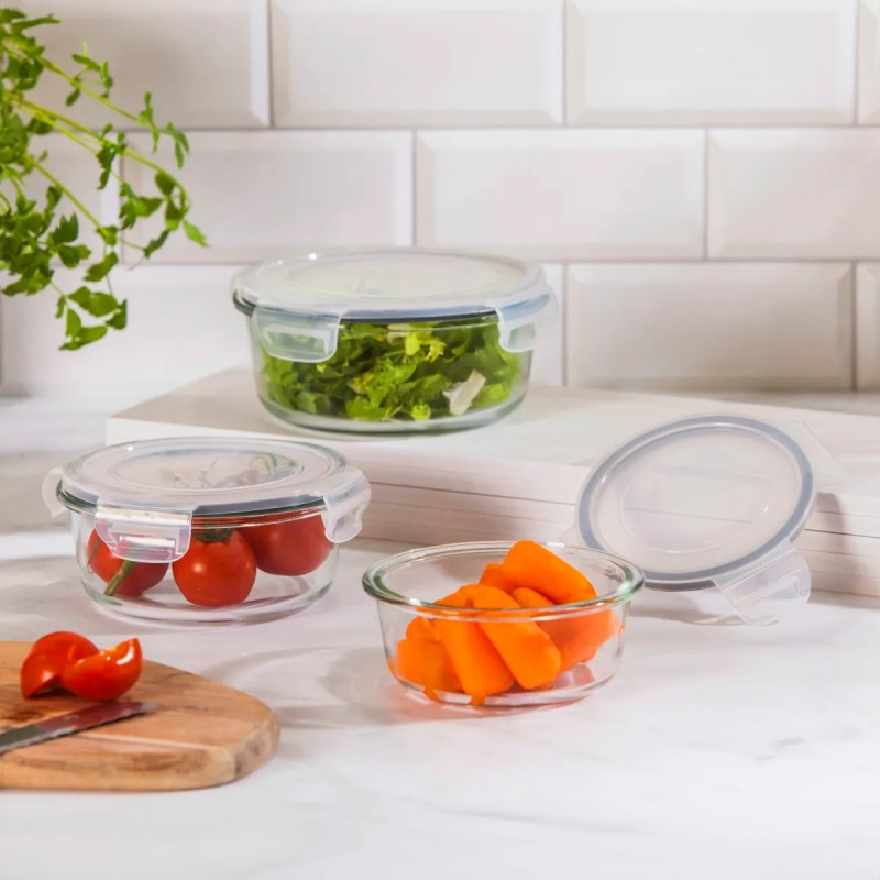 Pojemnik szklany 950 ml okrągły lunchbox Altom Fresh żaroodporny hermetyczny