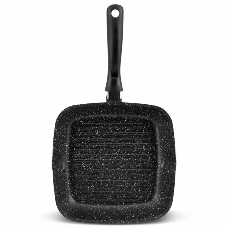 Patelnia grillowa z pokrywką 24 cm kwadratowa powłoka czarny marmur Edenberg EB 8136 indukcja gaz