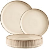 Serwis obiadowy porcelanowy Evie 18 elementów zestaw talerzy dla 6 osób retro 1210