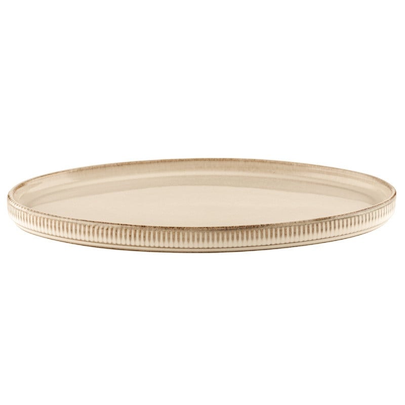 Talerz owalny półmisek porcelanowy Florina Evia kremowy prążkowany retro