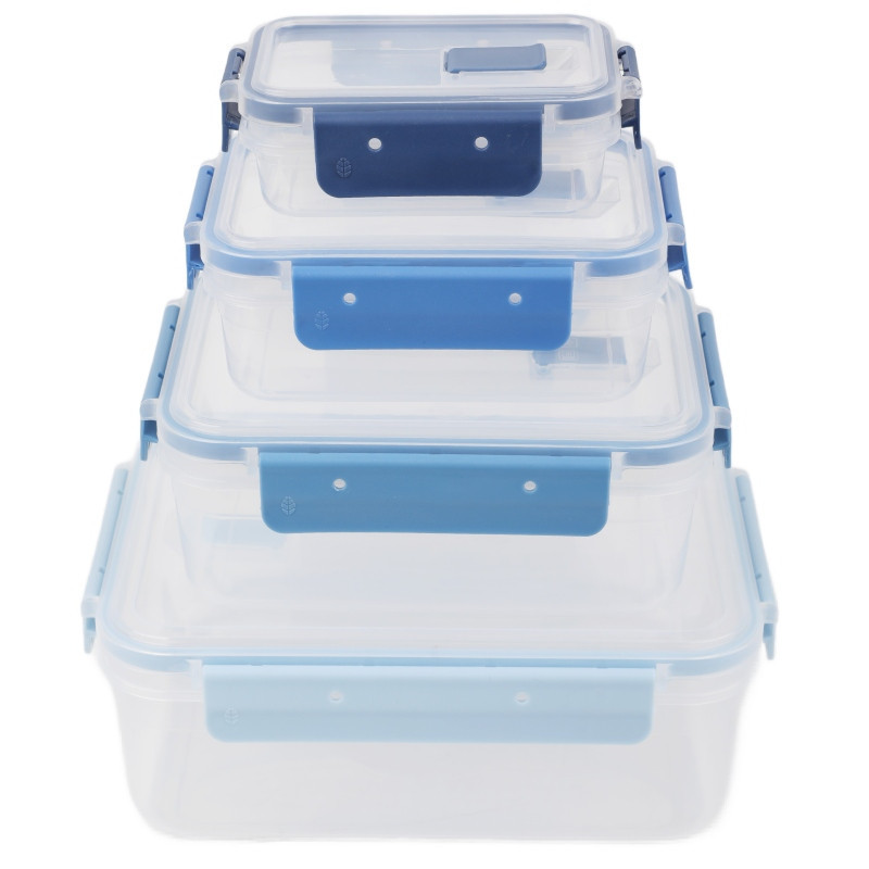 Pojemniki prostokątne lunchbox MG Home Misto zestaw 4 sztuk hermetyczne 2500/1350/600/250 ml niebieskie