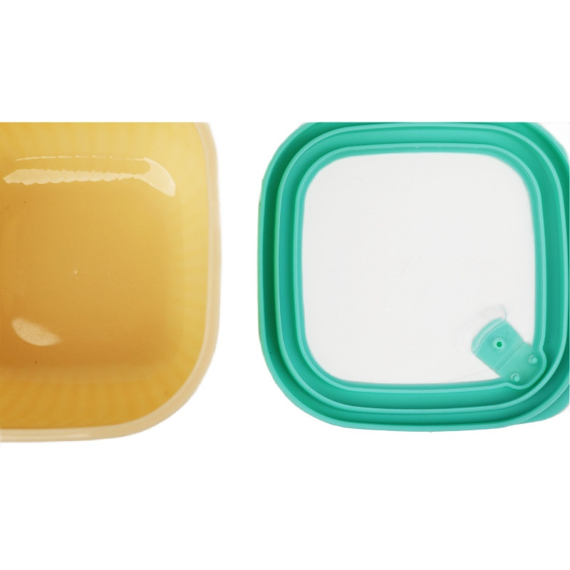 Pojemniki kwadratowe lunchbox MG Home Misto zestaw 4 sztuk hermetyczne 2500/1500/960/520 ml kremowe