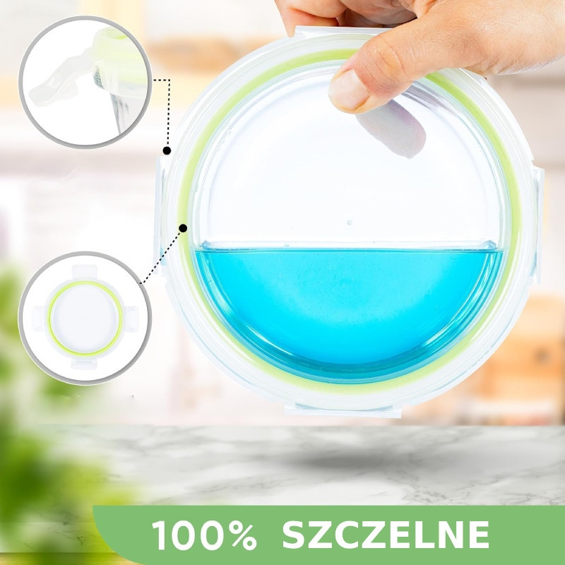 Pojemniki szklane okrągłe lunchbox Florina Frigo zestaw 3 sztuki żaroodporne hermetyczne 620 ml