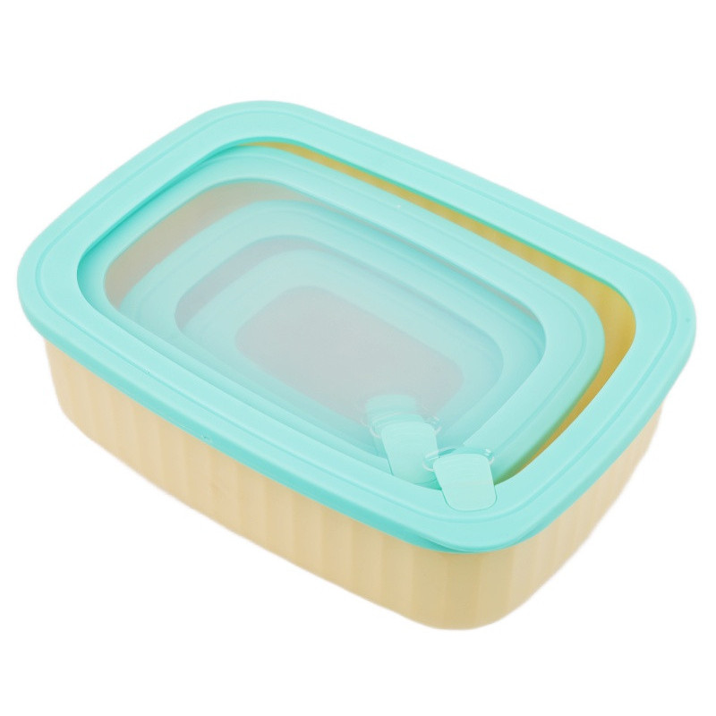 Pojemniki prostokątne lunchbox MG Home Misto zestaw 4 sztuk hermetyczne 3000/1700/950/450 ml kremowe