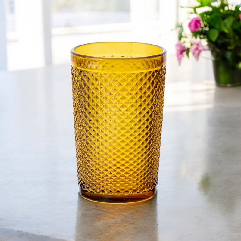 Szklanki do wody 340 ml wysoke Florina Alexis Amber bursztynowe złote zestaw 6 sztuk