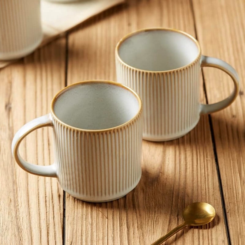 Kubek porcelanowy 330 ml Florina Evia do kawy herbaty kremowe retro