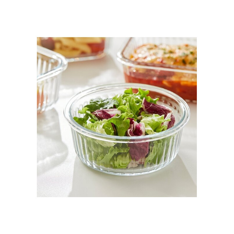 Pojemniki szklane ryflowane Florina Mariet lunchbox 960/650 ML żaroodporne hermetyczne