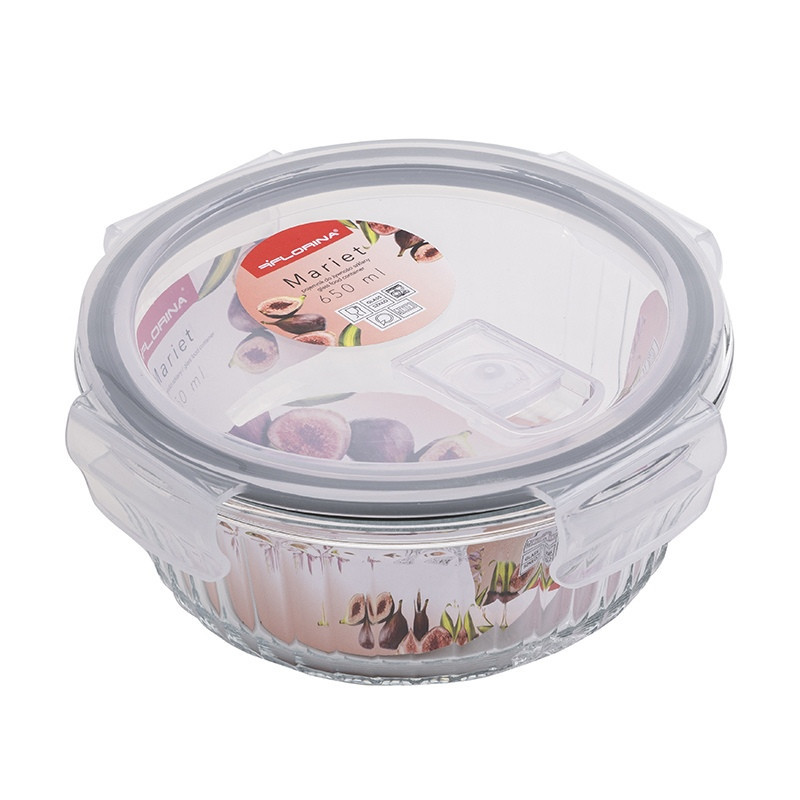 Pojemniki szklane ryflowane Florina Mariet lunchbox 960/650 ML żaroodporne hermetyczne
