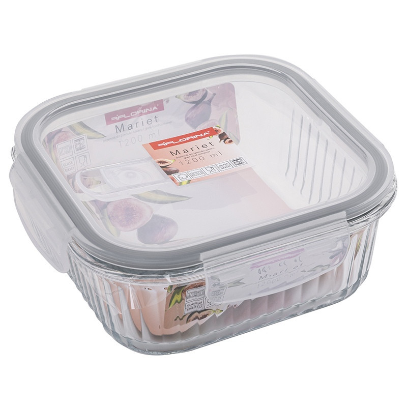 Pojemniki szklane ryflowane Florina Mariet lunchbox zestaw 7 sztuk żaroodporne hermetyczne