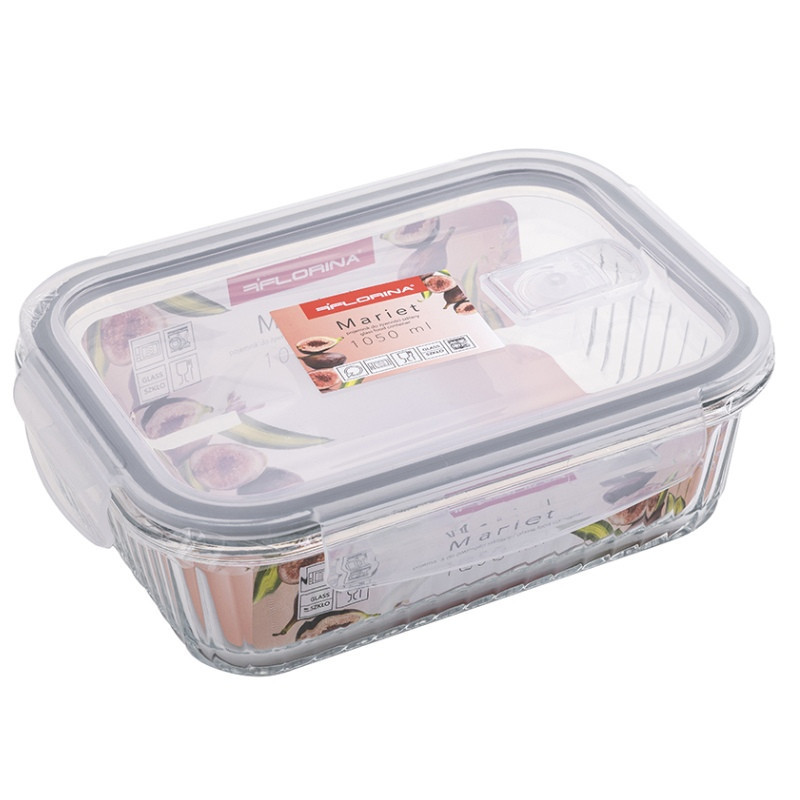 Pojemniki szklane ryflowane Florina Mariet lunchbox zestaw 7 sztuk żaroodporne hermetyczne