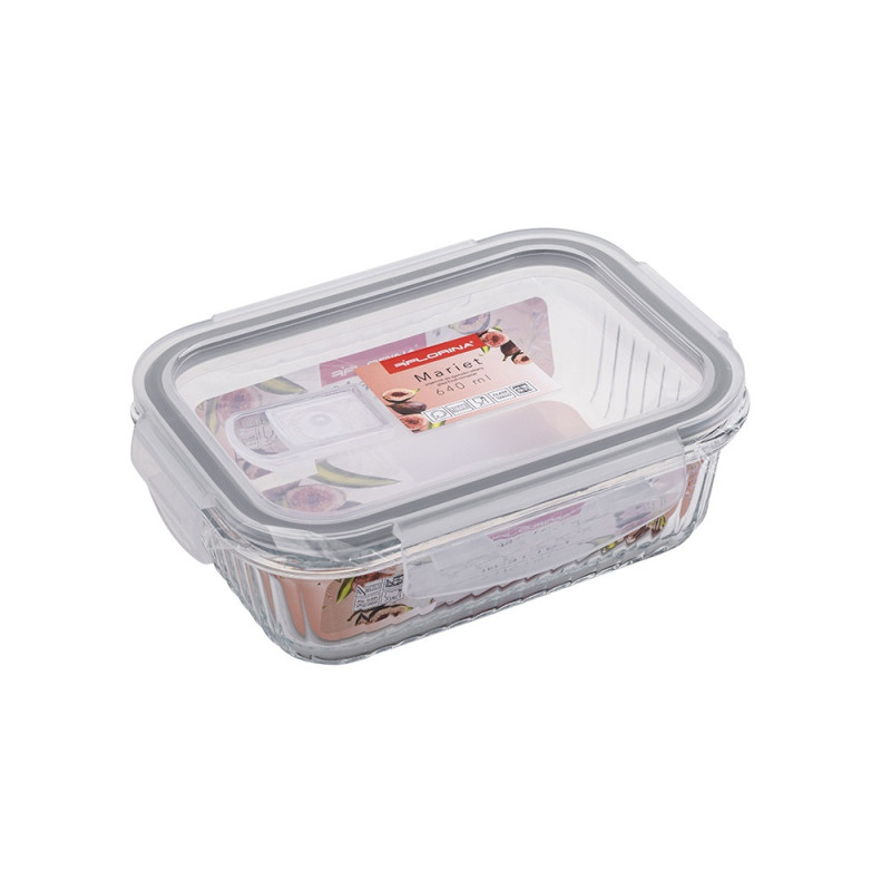 Pojemniki szklane ryflowane Florina Mariet lunchbox zestaw 7 sztuk żaroodporne hermetyczne