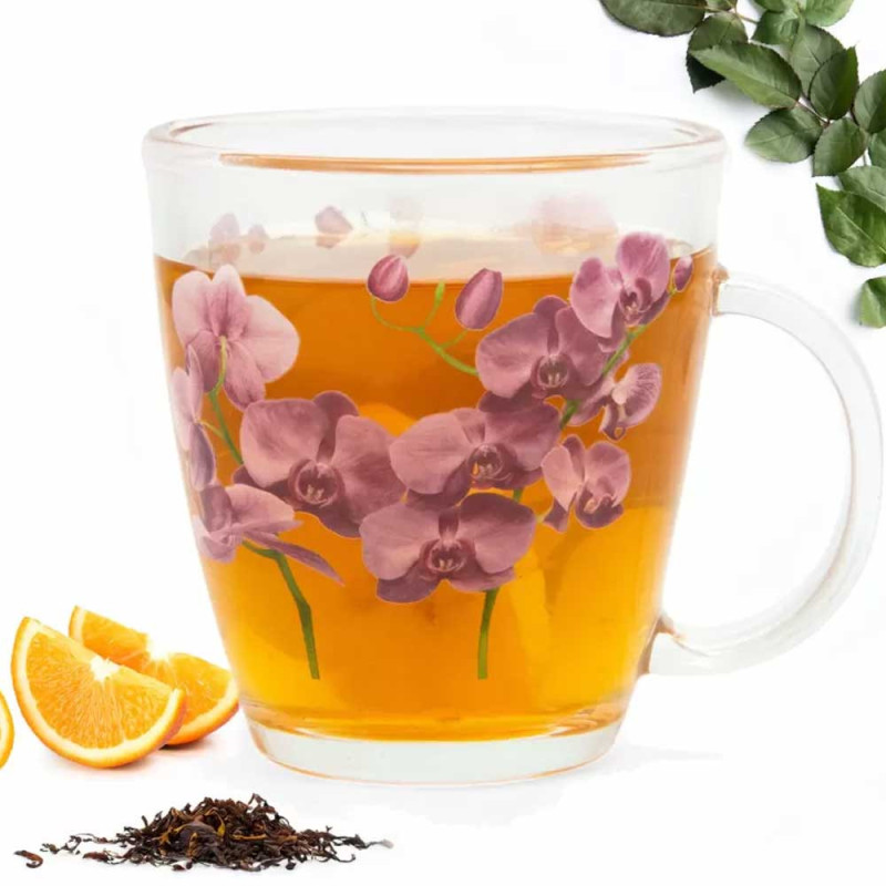 Kubki szklane 390 ml Storczyk zestaw 6 sztuk szklanka z uchwytem Tragar TR-A2417