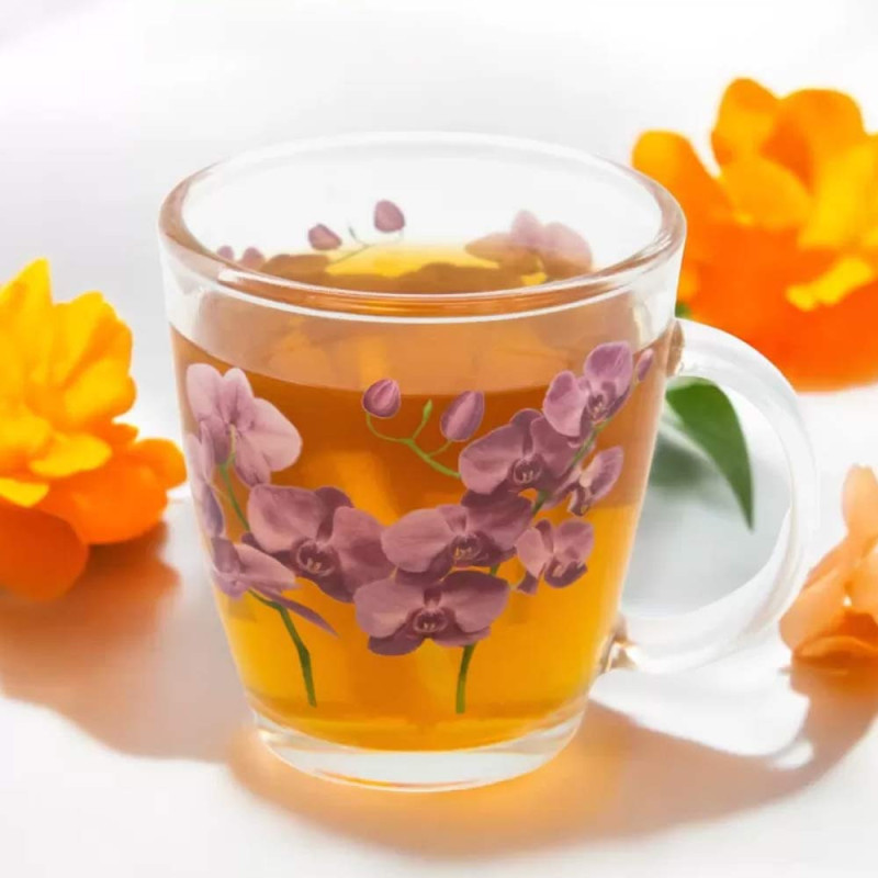 Kubki szklane 390 ml Storczyk zestaw 6 sztuk szklanka z uchwytem Tragar TR-A2417
