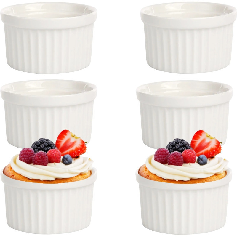 Kokilki do zapiekania 200 ml zestaw 6 sztuk salaterki miseczki pojemniki porcelanowe Brulee